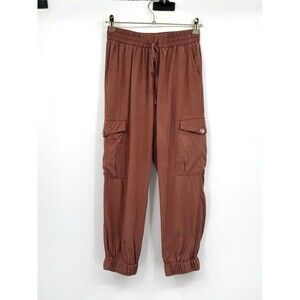 Dress Forum Los Angeles Cargo Pants Drawstring Waist Utility Joggers Brown Sz M